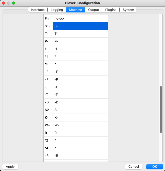 Plover Config Machine Tab